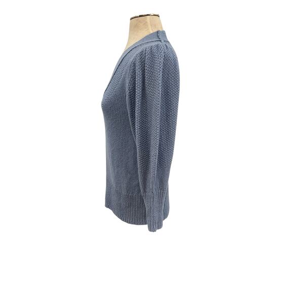 Brochu Walker Saskia Relaxed V-neck Sweater Cotton Wool Blue Size Small - Picture 5 of 11